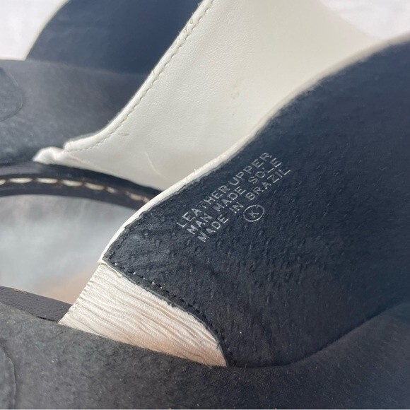 Easentials Slides White Sandals Square Toe Y2K Block Heel Leather 9W - Picture 8 of 14